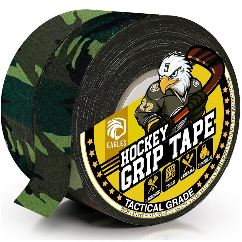 Eagle's Camo Tape Hockey Tape Multipurpose Cloth Tape Roll for Lacrosse Baseball & Softball Bats, Rackets, Pullup Bars, Handle Gardening Tools, Over Grip - Non-Reflective Camouflage Wrap - Image 1